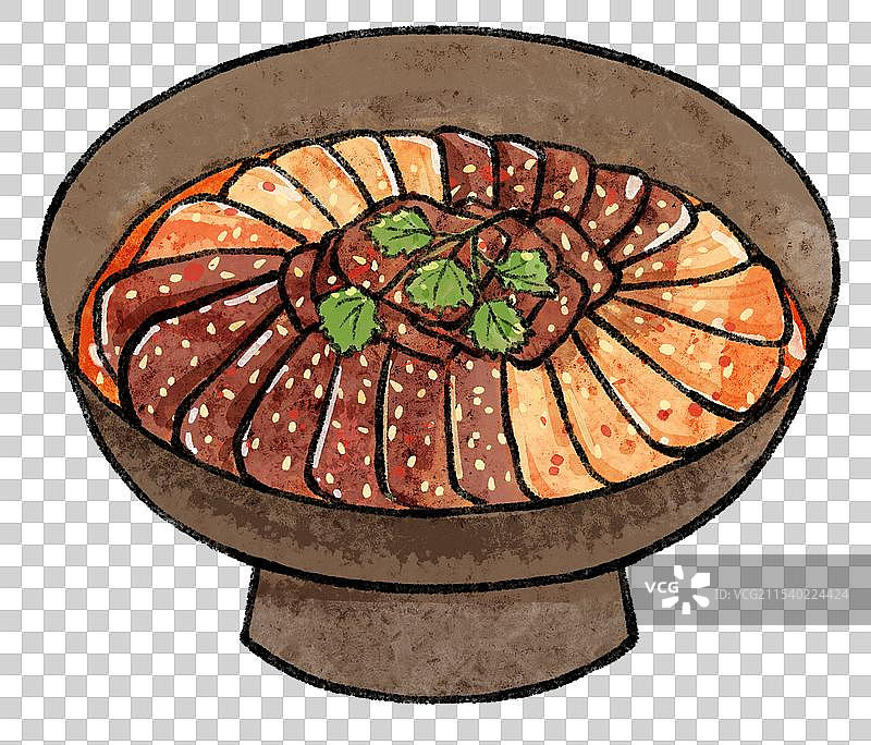 国风四川成都美食插画-夫妻肺片图片素材