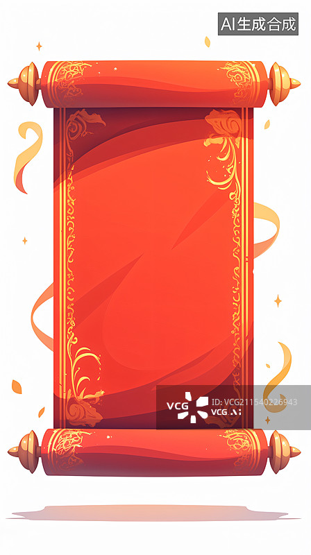【AI数字艺术】卷轴，红色喜庆，庆祝图片素材