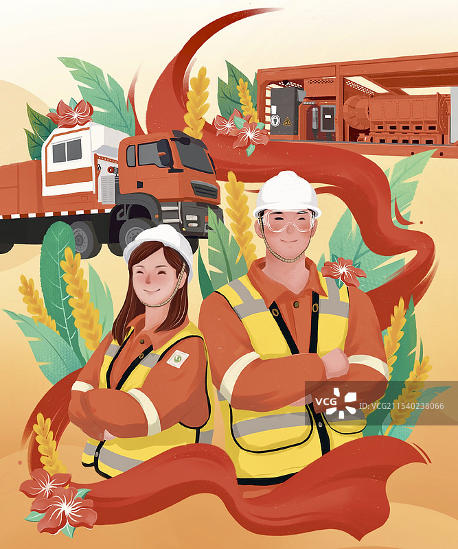 工人工装概念插画图片素材