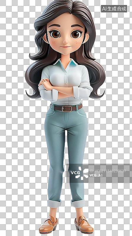 【AI数字艺术】一个双手抱胸的职场商务女强人图片素材