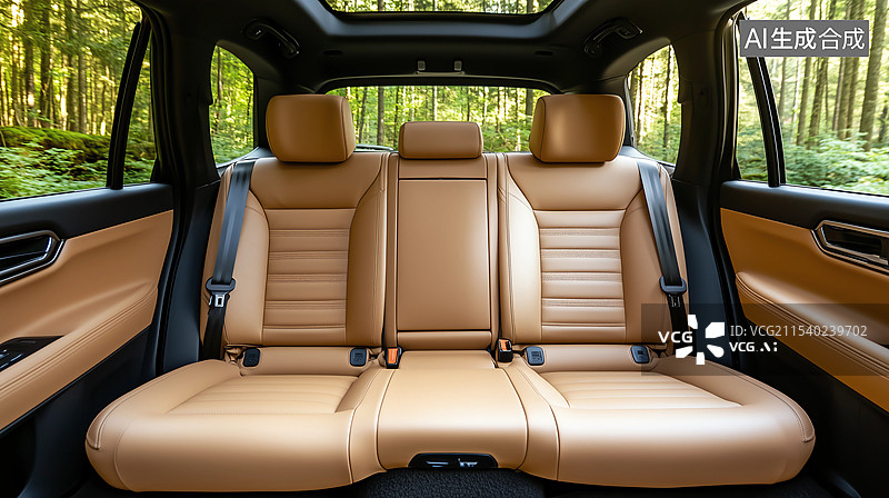【AI数字艺术】豪华汽车内饰皮座椅特写图片素材