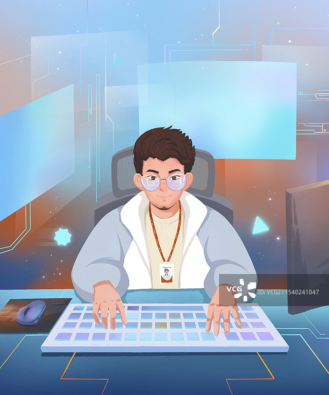 IT男插画图片素材