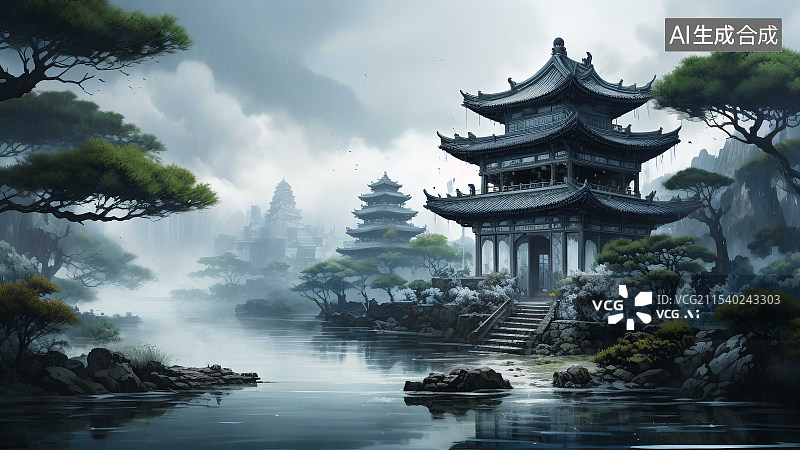 【AI数字艺术】清晨的风光图片素材