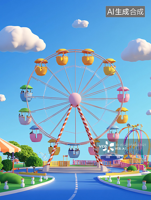 【AI数字艺术】3d卡通梦幻游乐场图片素材