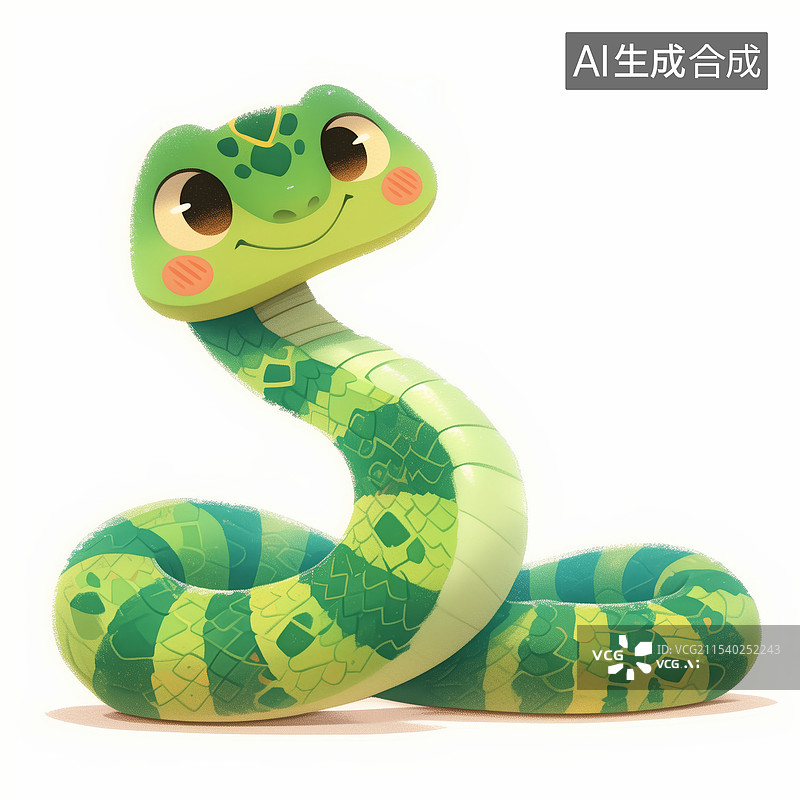 【AI数字艺术】手绘可爱卡通小蛇图片素材