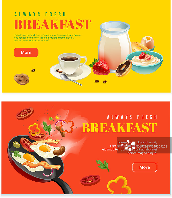 早餐两个横幅图片素材