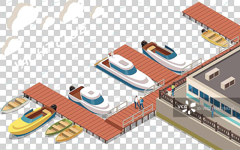 游艇俱乐部等距构图图片素材