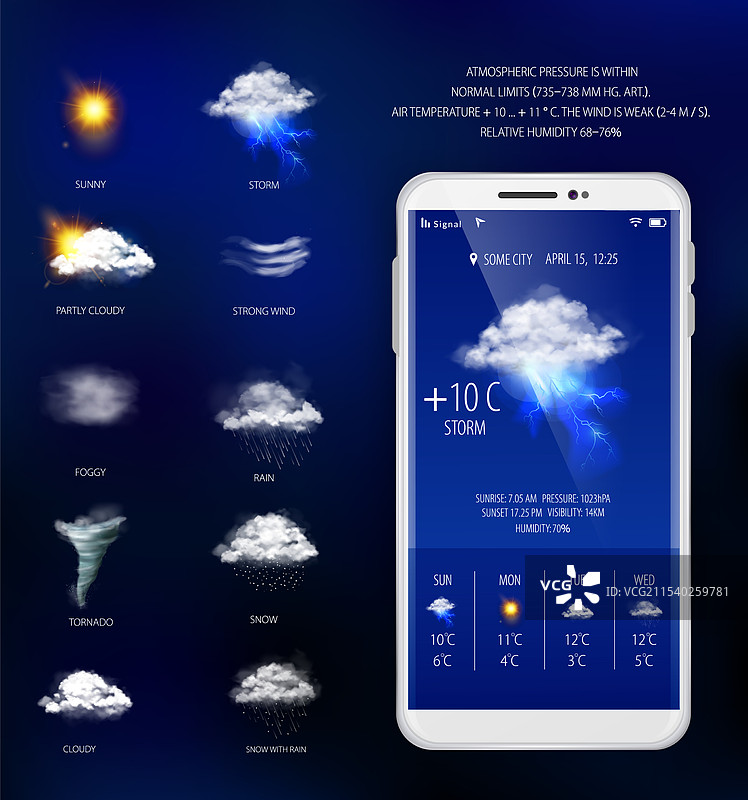 天气预报手机应用程序图片素材