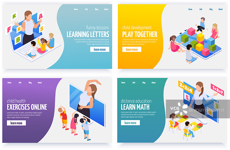 幼儿园在线等距横幅图片素材