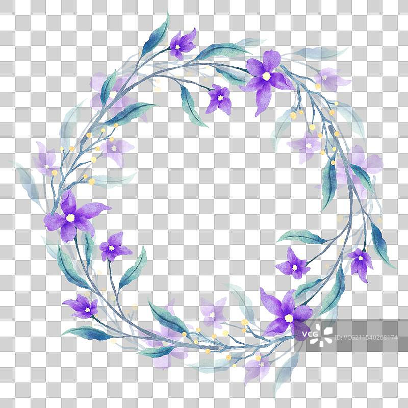水彩花卉桔梗花环边框图片素材