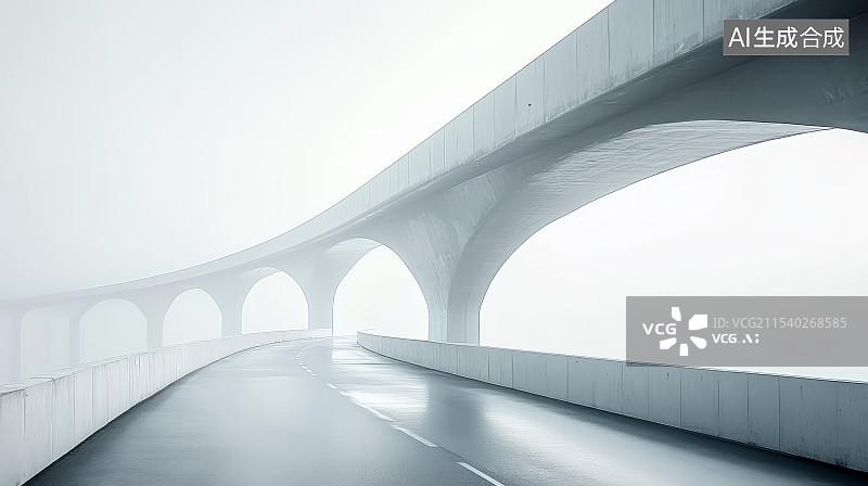 【AI数字艺术】空旷的城市高架桥道路背景图片素材