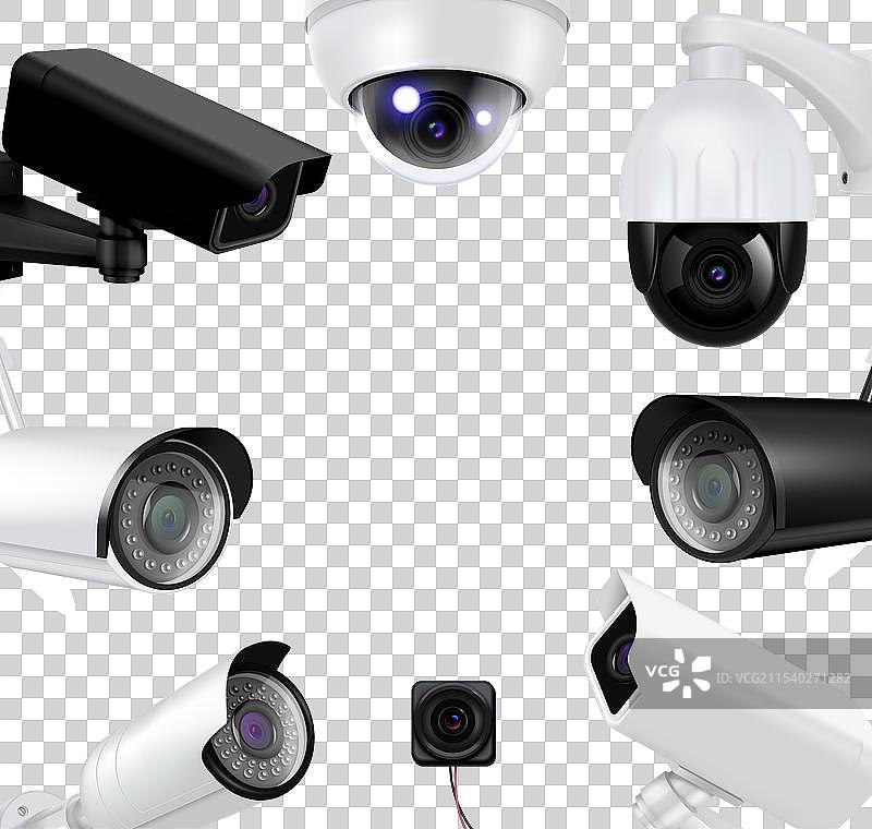 逼真的视频监控安全摄像头图片素材