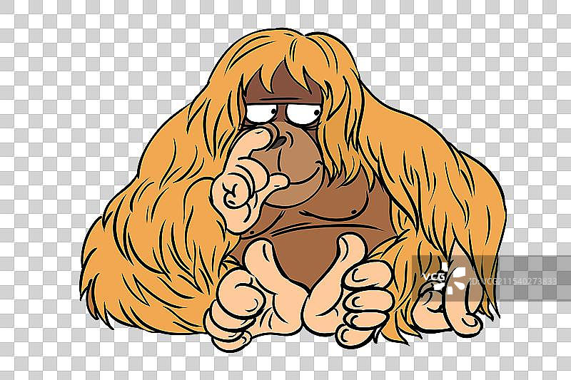 婆罗洲猩猩卡通漫画动物元素图片素材