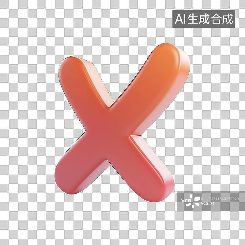 【AI数字艺术】3D风格叉叉标记元素图片素材