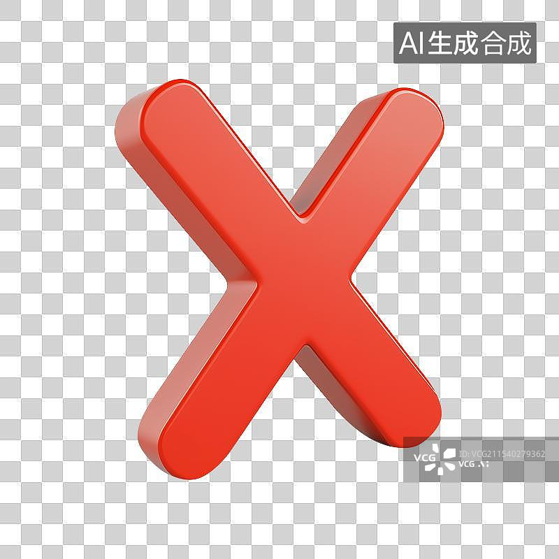 【AI数字艺术】3D风格叉叉标记元素图片素材