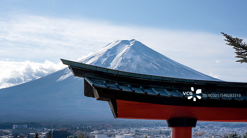 鸟居背后的富士山图片素材