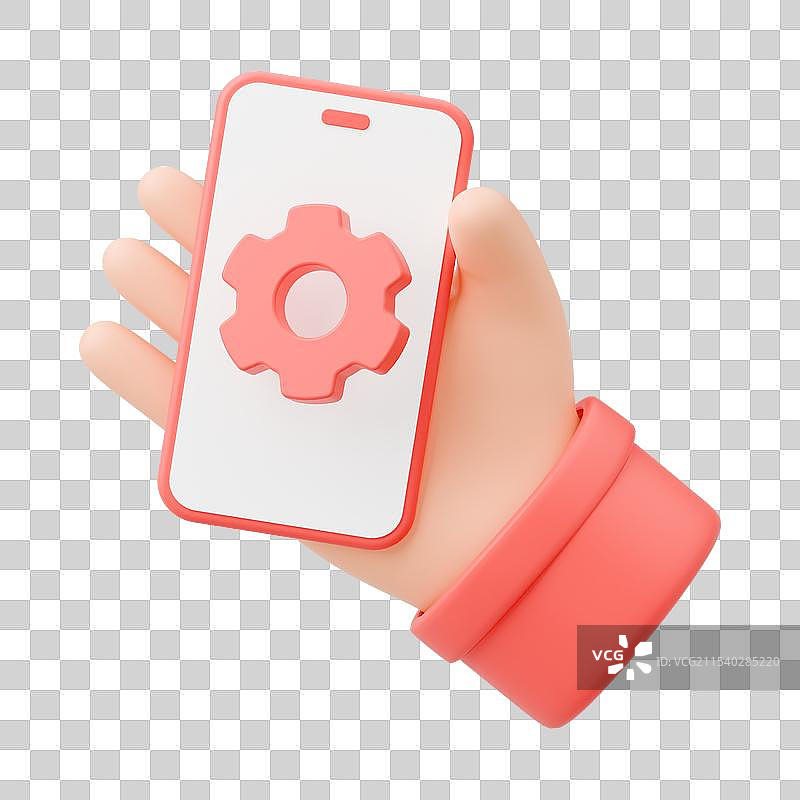 3D渲染的卡通小手拿手机免抠元素图片素材
