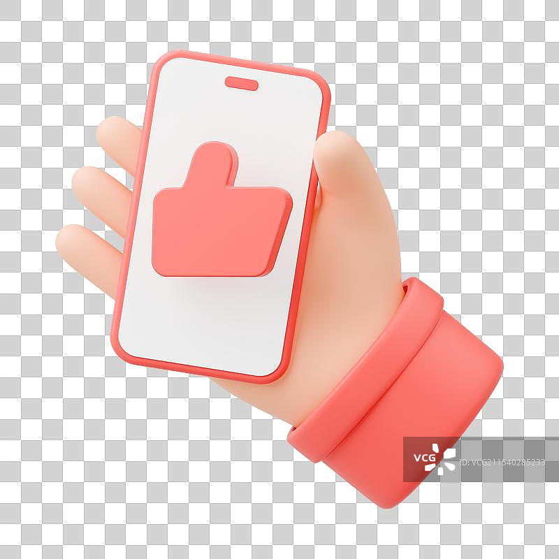 3D渲染的卡通小手拿手机免抠元素图片素材
