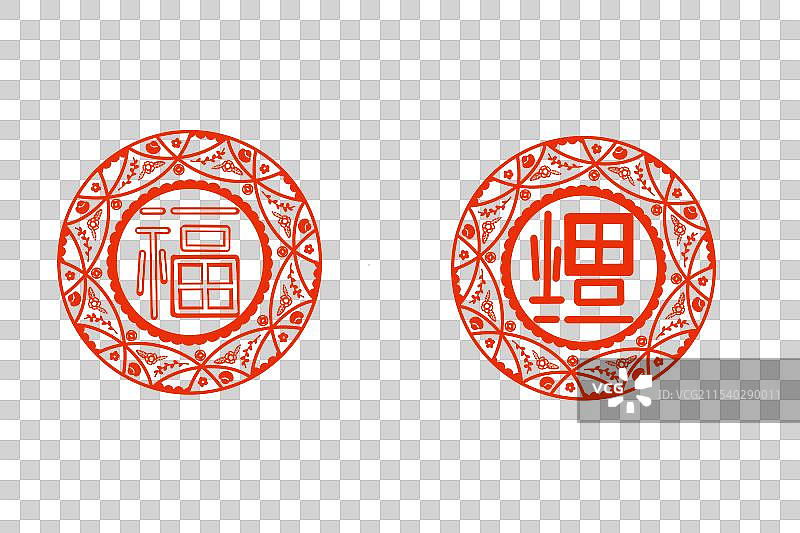新年春节传统窗花剪纸福字红色喜庆图案图片素材