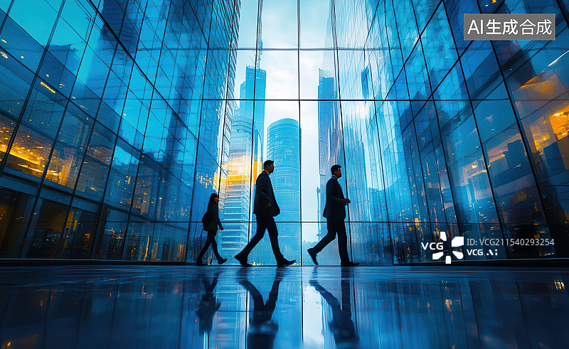 【AI数字艺术】写字楼商务科技风格金融圈商务人士光影剪影图片素材