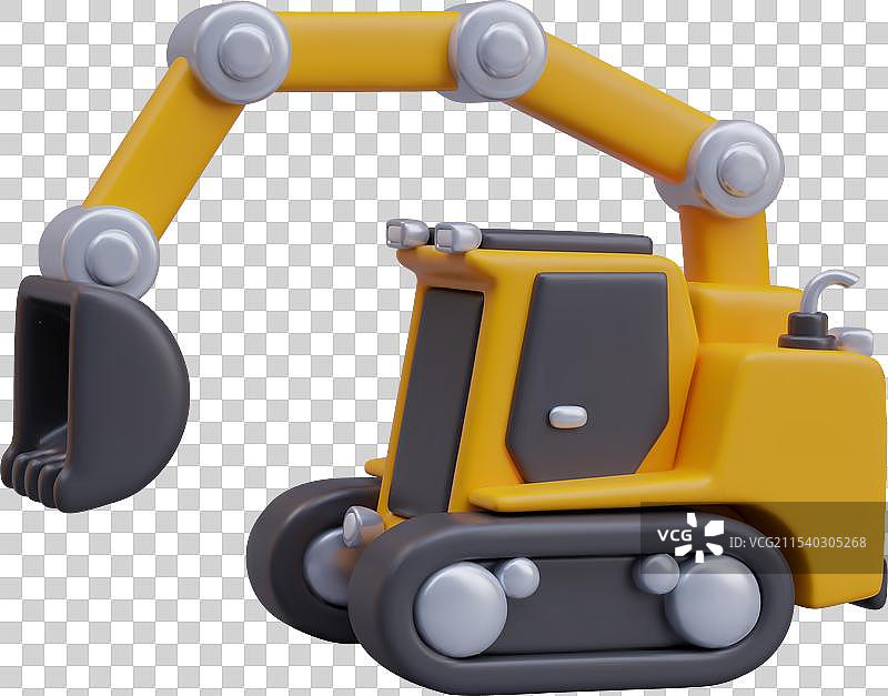 黄色挖掘机，空铲斗，重型图片素材
