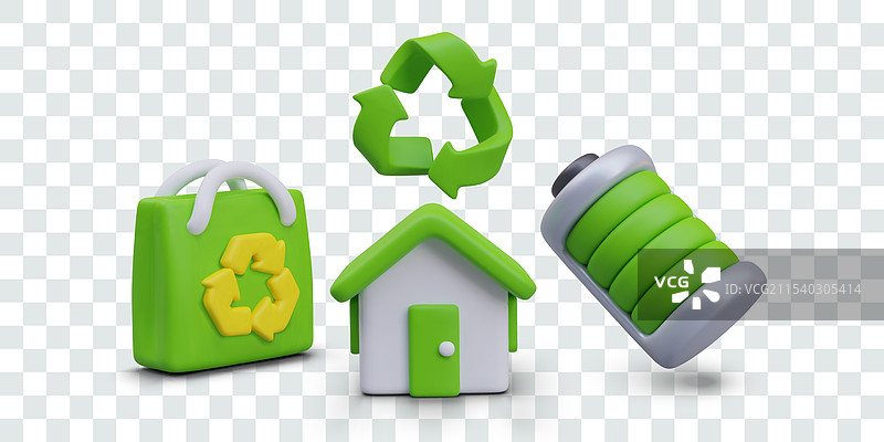 一组用于环境概念的孤立物体图片素材