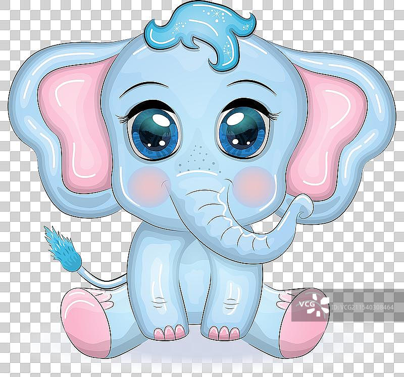 可爱的卡通大象儿童角色与图片素材