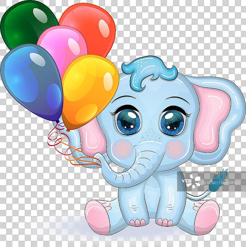 可爱的卡通大象儿童角色与图片素材