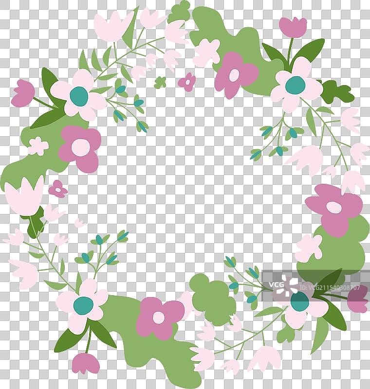 春季花卉花环圆形花框图片素材