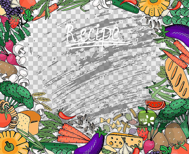 黑色黑板上的食谱背景图片素材