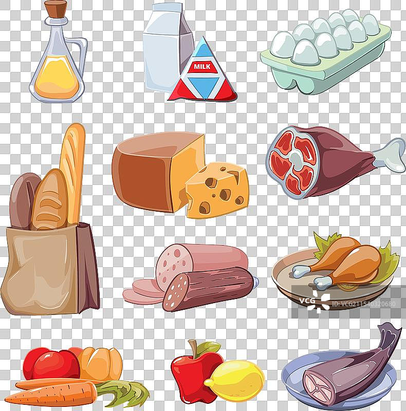 常见日常食品产品卡通图标图片素材