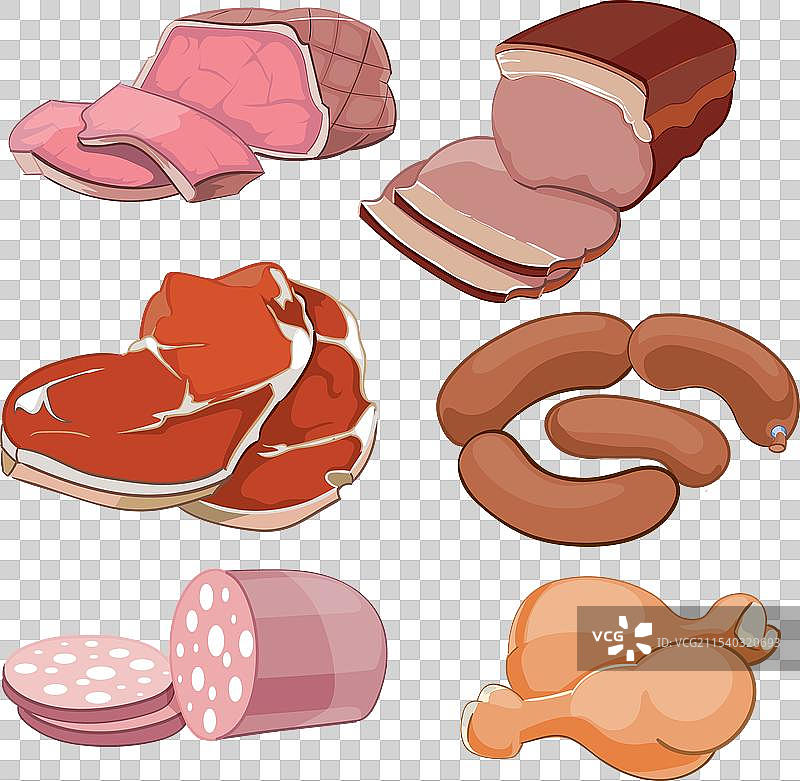 卡通肉类屠宰工具套装图片素材