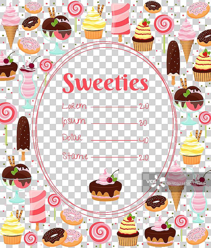 甜点菜单或价格表模板图片素材