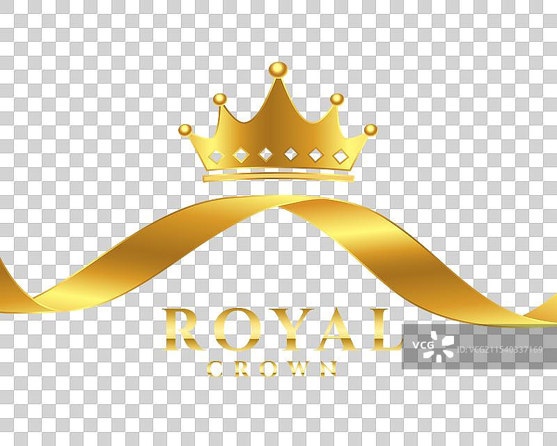 闪亮的皇家皇冠背景与金色丝带图片素材