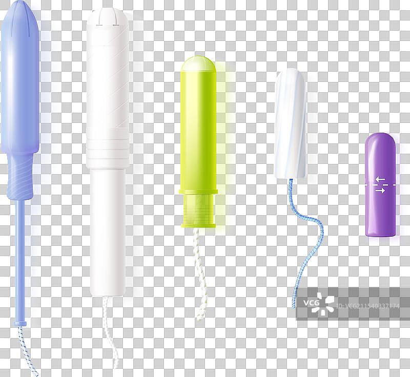 逼真的女性卫生棉条和卫生巾图片素材