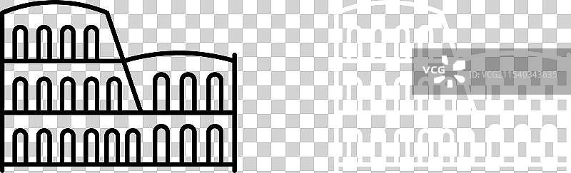 罗马建筑旅行的斗兽场图标集图片素材