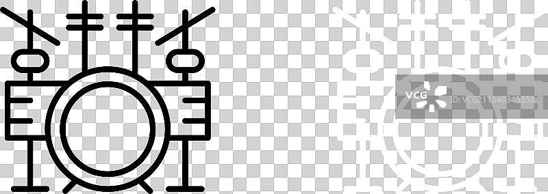 摇滚乐队打击乐器的鼓组图标集图片素材