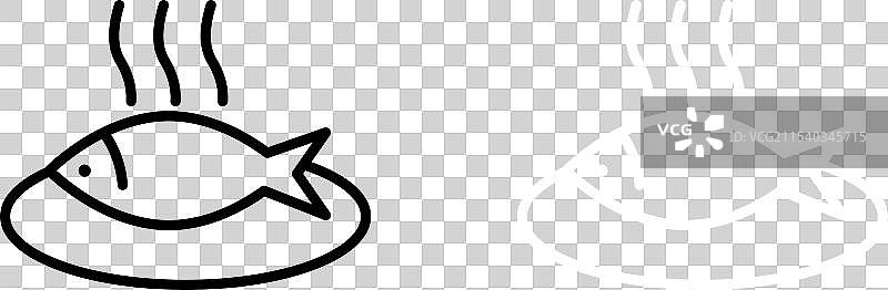 烹饪鱼类图标集食品线条标志符号图片素材