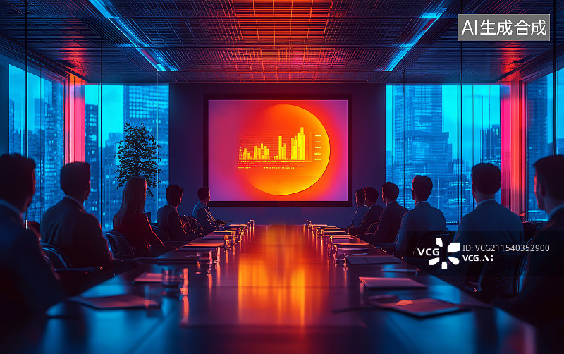 【AI数字艺术】集团公司会议室主题图片素材