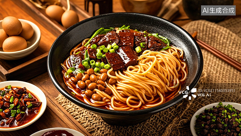 【AI数字艺术】中国美食面食面条贵州肠旺面图片素材