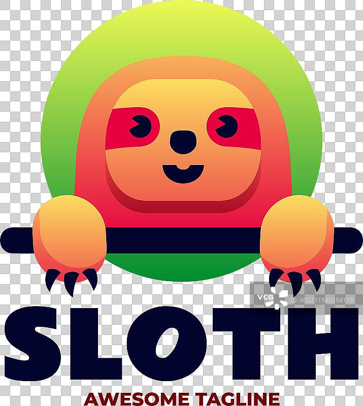 彩色渐变风格的树懒标志图片素材