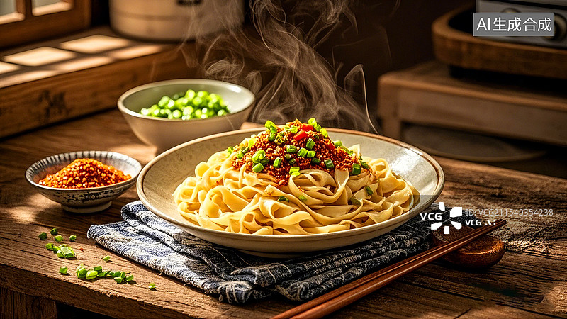 【AI数字艺术】中国美食面食面条山西油泼面图片素材