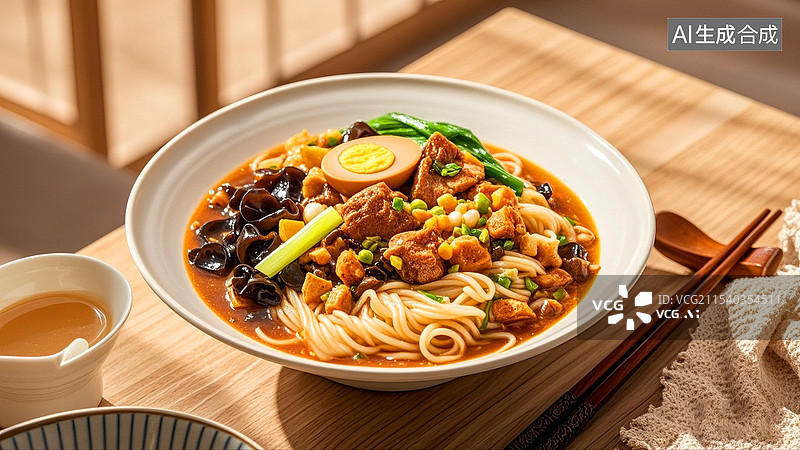 【AI数字艺术】中国美食面食面条三鲜打卤面图片素材