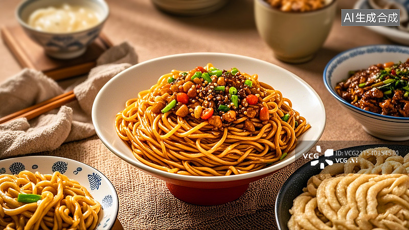 【AI数字艺术】中国美食面食面条武汉热干面图片素材