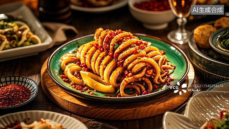 【AI数字艺术】餐饮美食烧烤鱿鱼图片素材