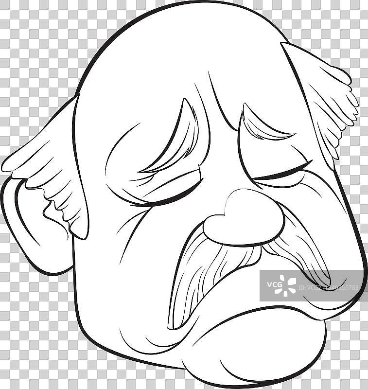 黑白色的悲伤面孔图片素材