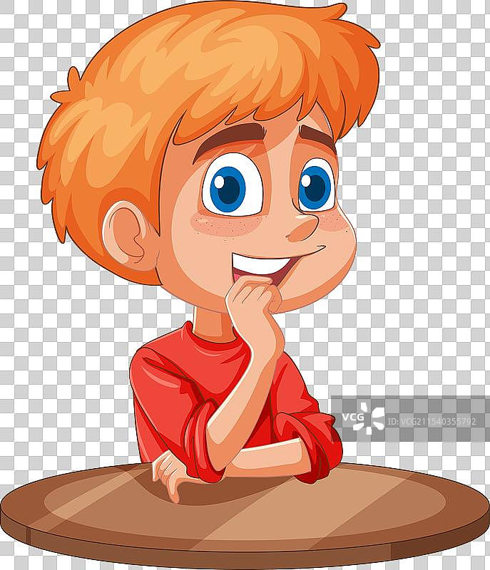 一个表情好奇的沉思男孩图片素材