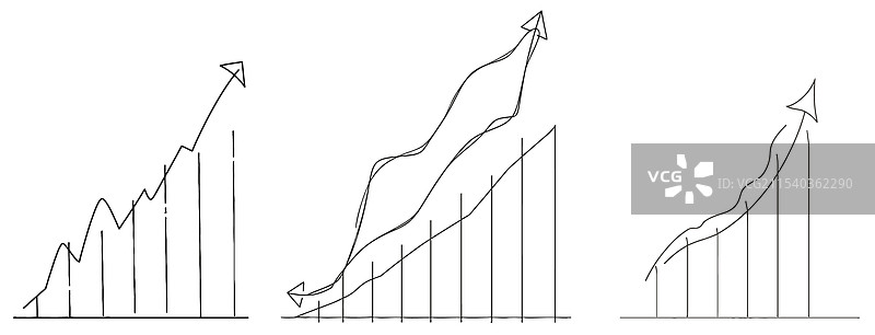 一条连续线条绘制的图表图标图片素材