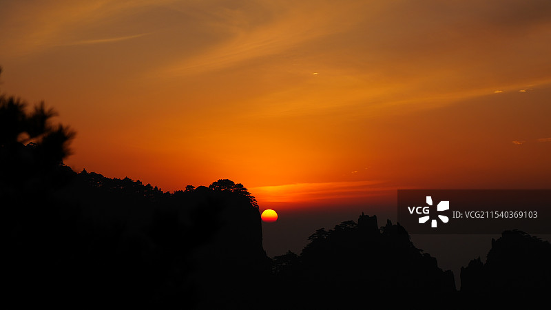 黄山日落图片素材