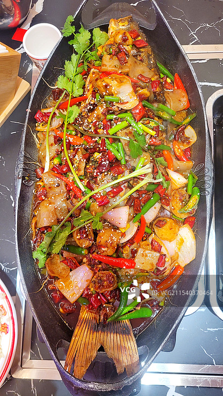 重庆美食正宗巫溪香辣烤鱼图片素材